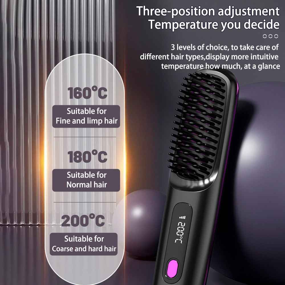 Brosse lissante sans fil 2-en-1 rechargeable USB-C