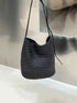 Sac seau tressé en cuir véritable, esprit luxe