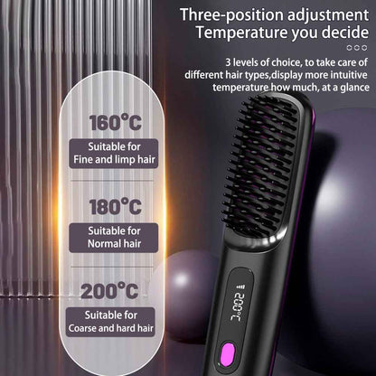 Brosse lissante sans fil 2-en-1 rechargeable USB-C