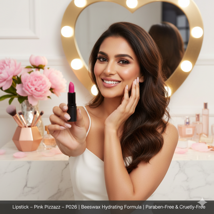 Lipstick – Pink Pizzazz – P026 | Beeswax Hydrating Formula | Paraben-Free &amp; Cruelty-Free
