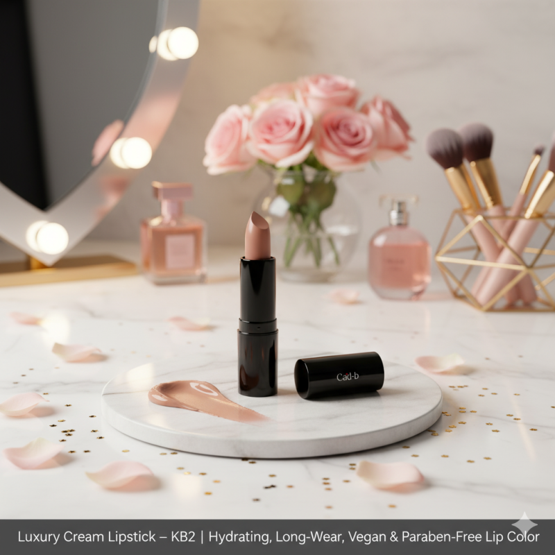 Rouge à lèvres crème de luxe – Naughty Nude – KB2 | Hydratant, longue tenue, vegan et sans parabènes