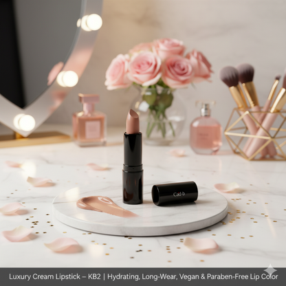 Rouge à lèvres crème de luxe – Naughty Nude – KB2 | Hydratant, longue tenue, vegan et sans parabènes